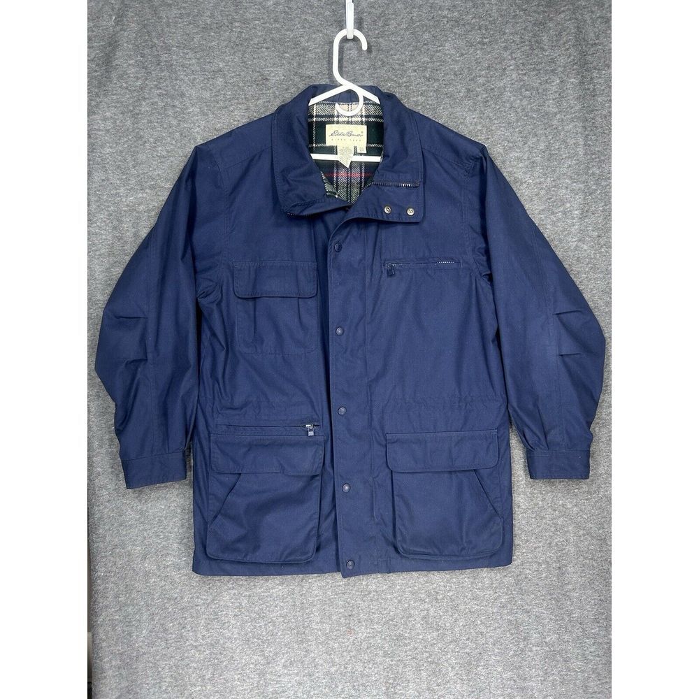 Vintage Eddie Bauer Jacket Mens‎ Small Wool Lined Mountain Parka Zip Blue